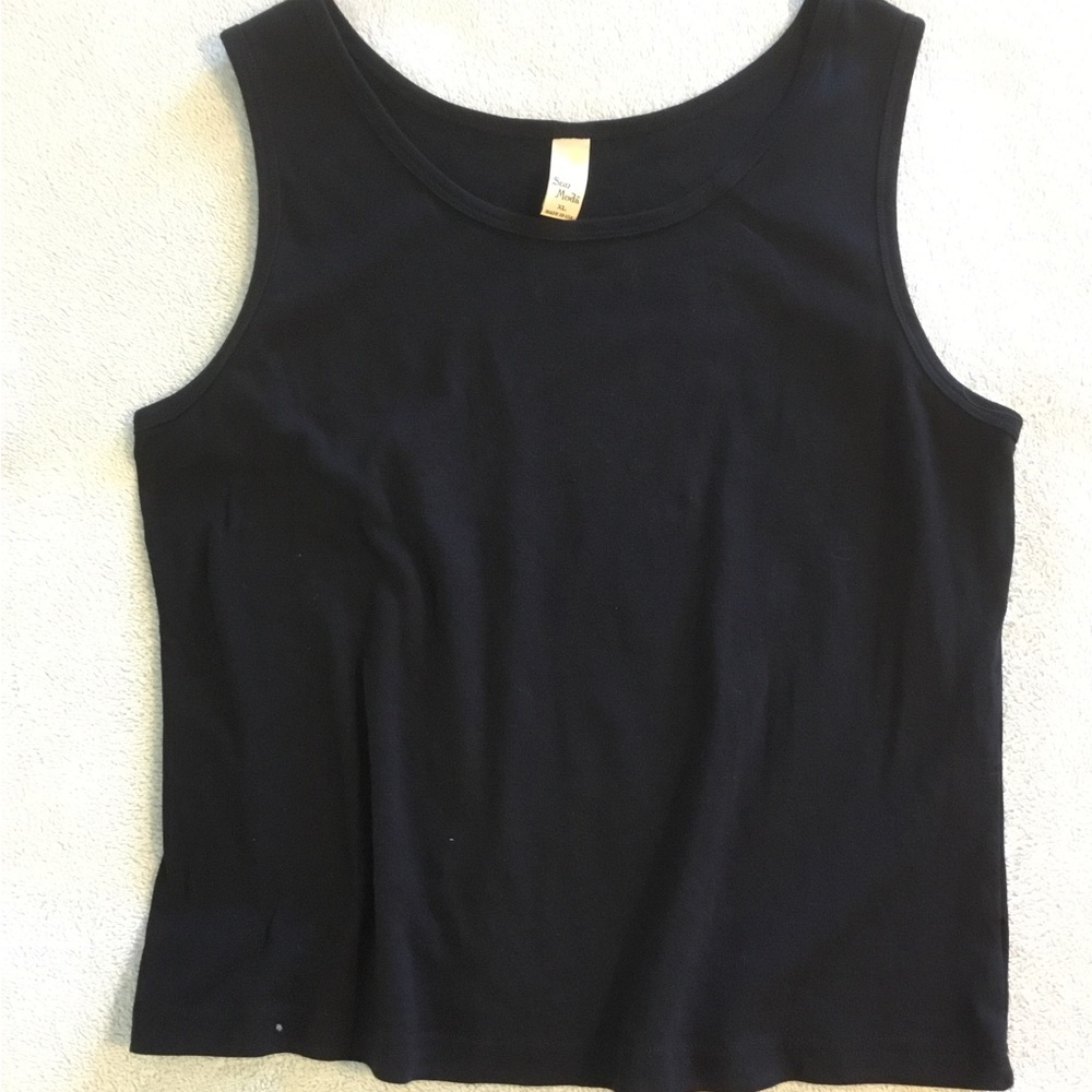 TANK TOP Black XL Dress up or down. Soft, slight stretchy Scoop neck by Sun Moda